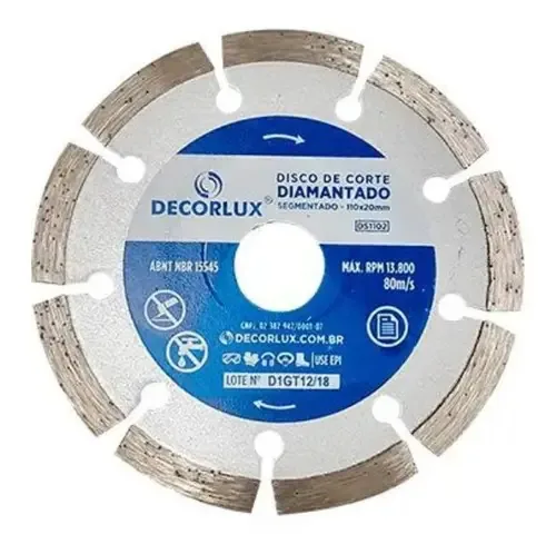 Disco De Corte Diamantado Segmentado 110x20mm Decorlux