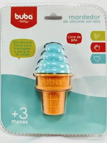 Mordedor Sorvete Buba Silicone +3 Meses Azul