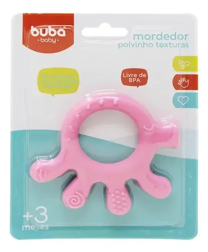 Mordedor Polvinho Texturas Silicone Rosa - Buba