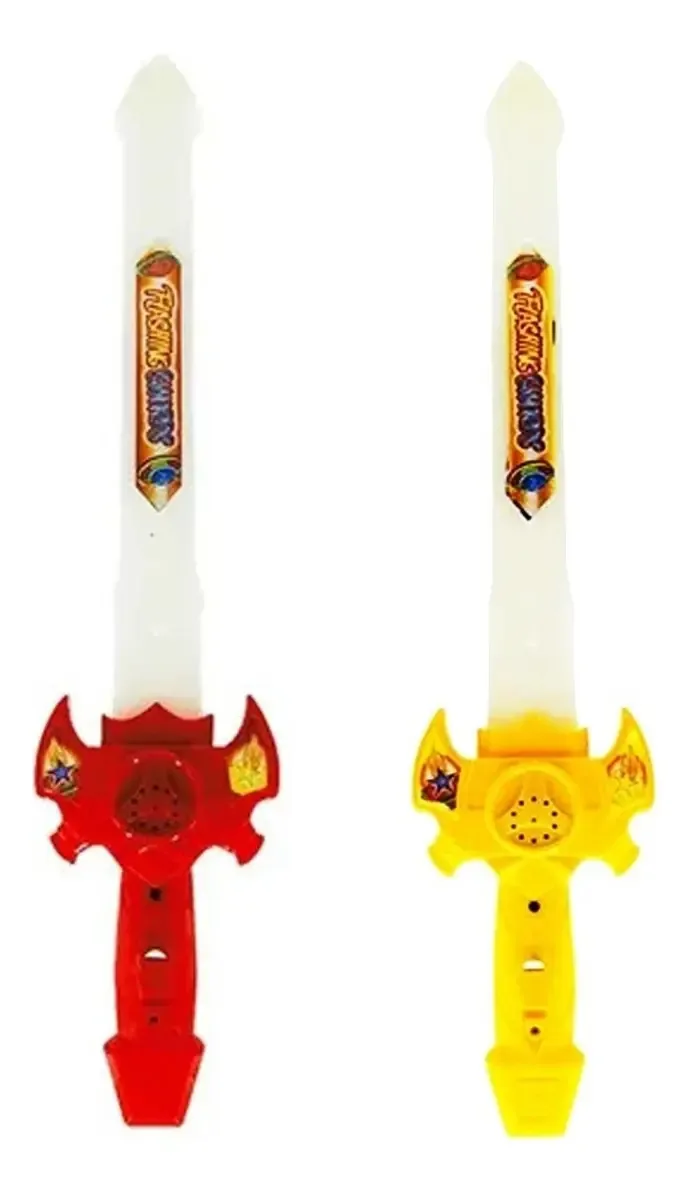 Brinquedo Espada Espacial C/ Som E Luz 45cm - 2 Unidades Cor Vermelho / Amarelo