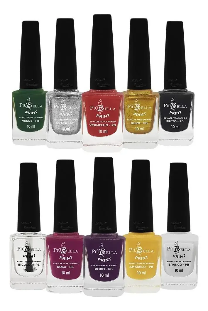 Kit 10 Esmaltes Para Carimbo10ml Più Bella