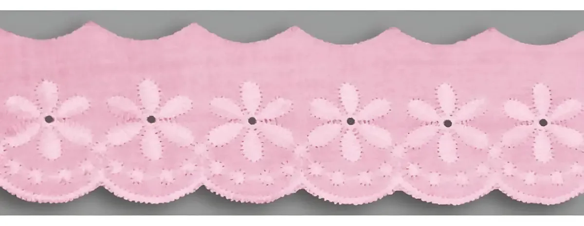 Bp053 045 007 137 Bordado Ingles Larg 4,5 Cm Cor Rosa Pea 13,7 M Un: 1 Ou Pct: 10 Unidades