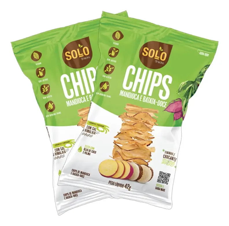 Kit 2x: Chips De Batata Doce/mandioca Assado Solo Snacks 42g