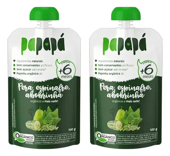 Kit 2x: Papinha Orgânica Pera/espinafre/abobrinha Papapá100g