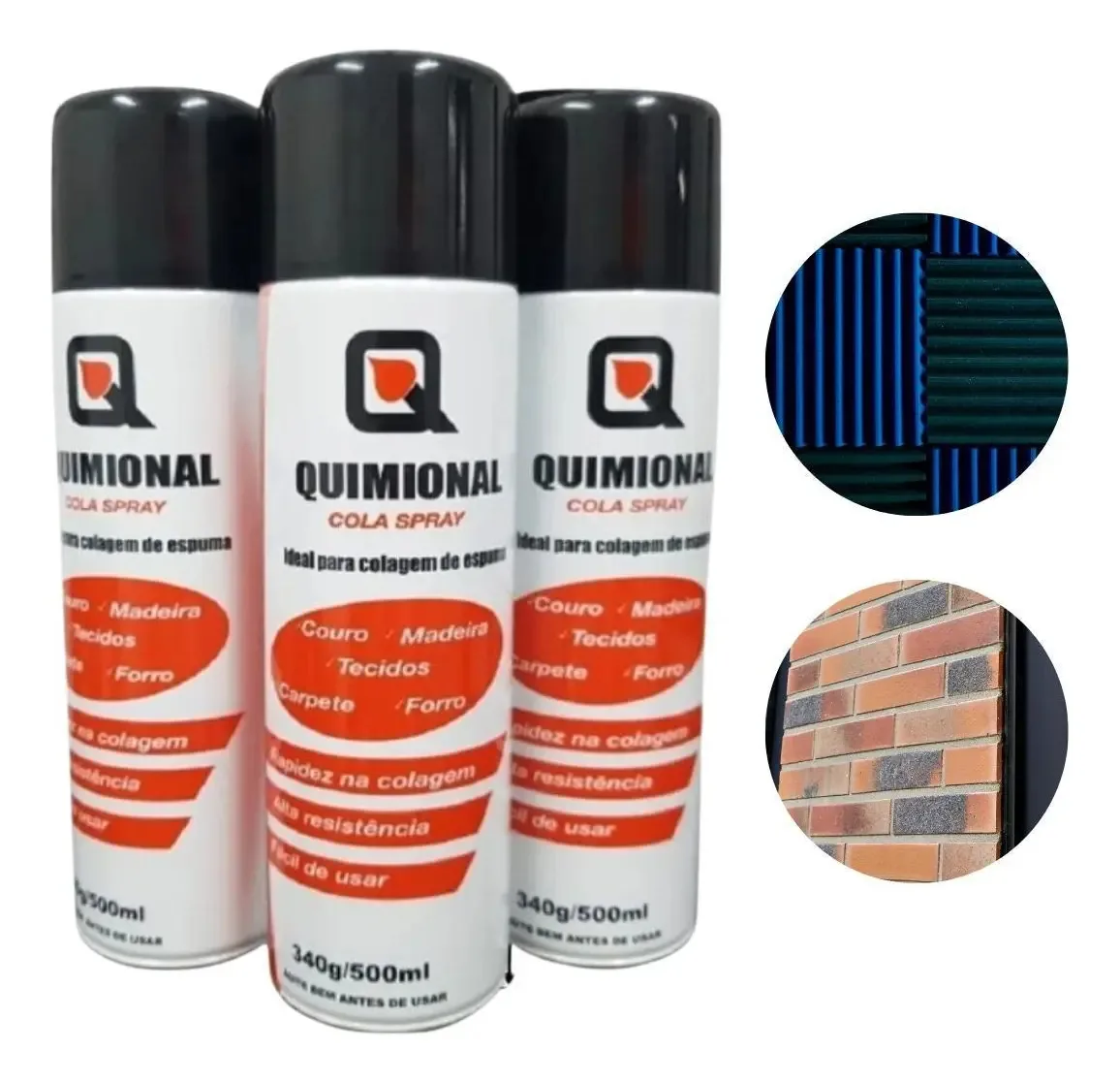 Cola Madeira Quimional Kit 3 para placas acústicas - Preto