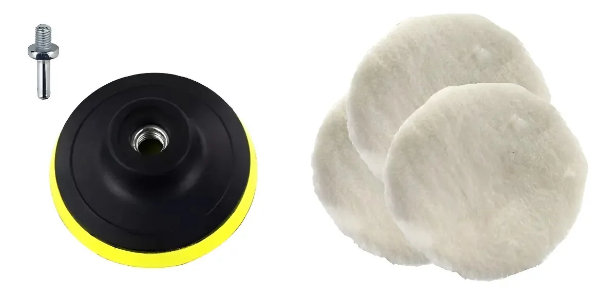 Kit Disco Polimento 3 Polegadas Velcro C/ 3 Boinas De Lã