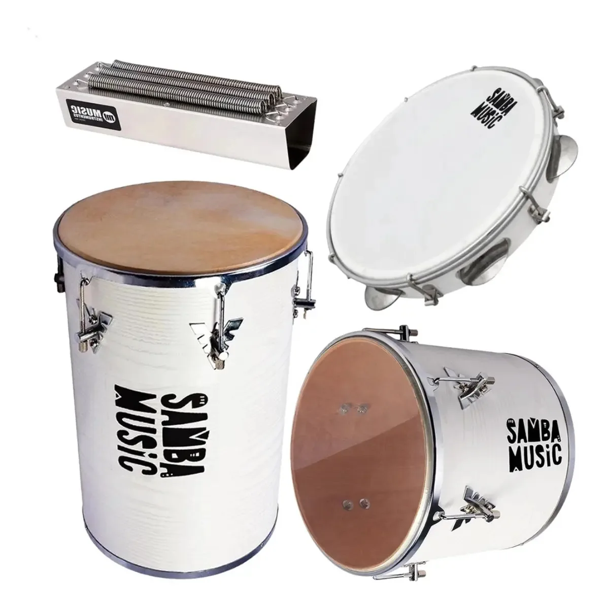 Kit Percussão PHX c/ Rebolo Cônico, Pandeiro 10", Reco-Reco e Repique de Mão