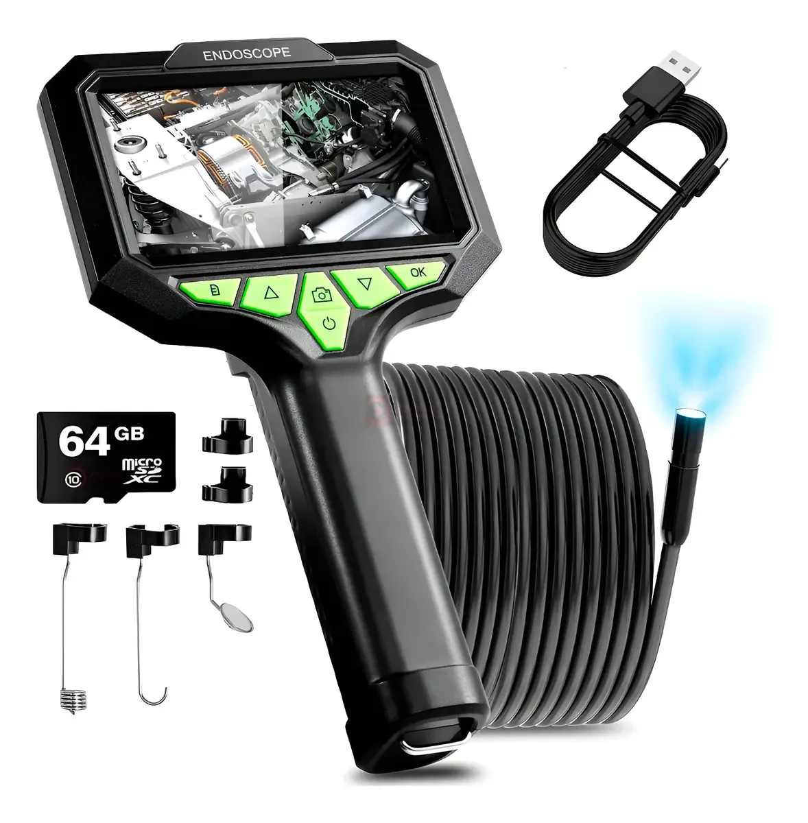 Endoscopio Industrial 10m Câmera Diagnóstico Automotivo 8mm
