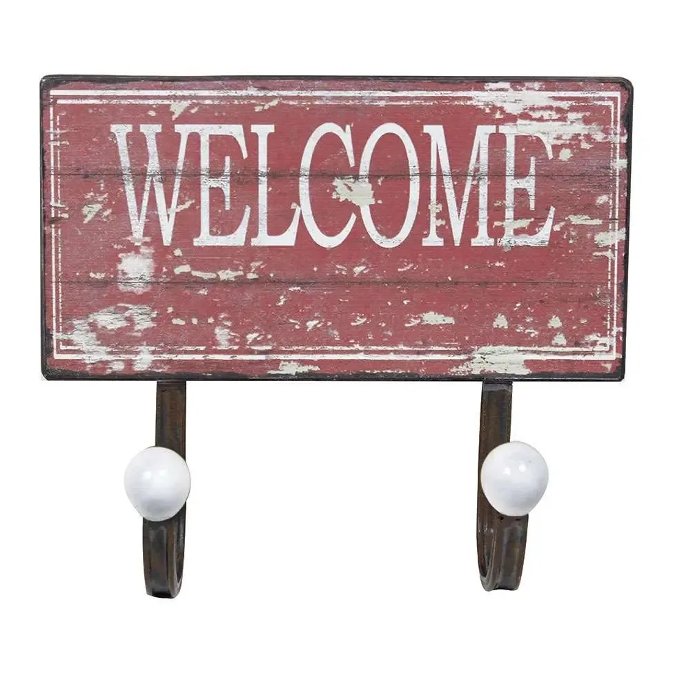Gancheira Dupla Welcome 23x20x6 Vermelho Oldway