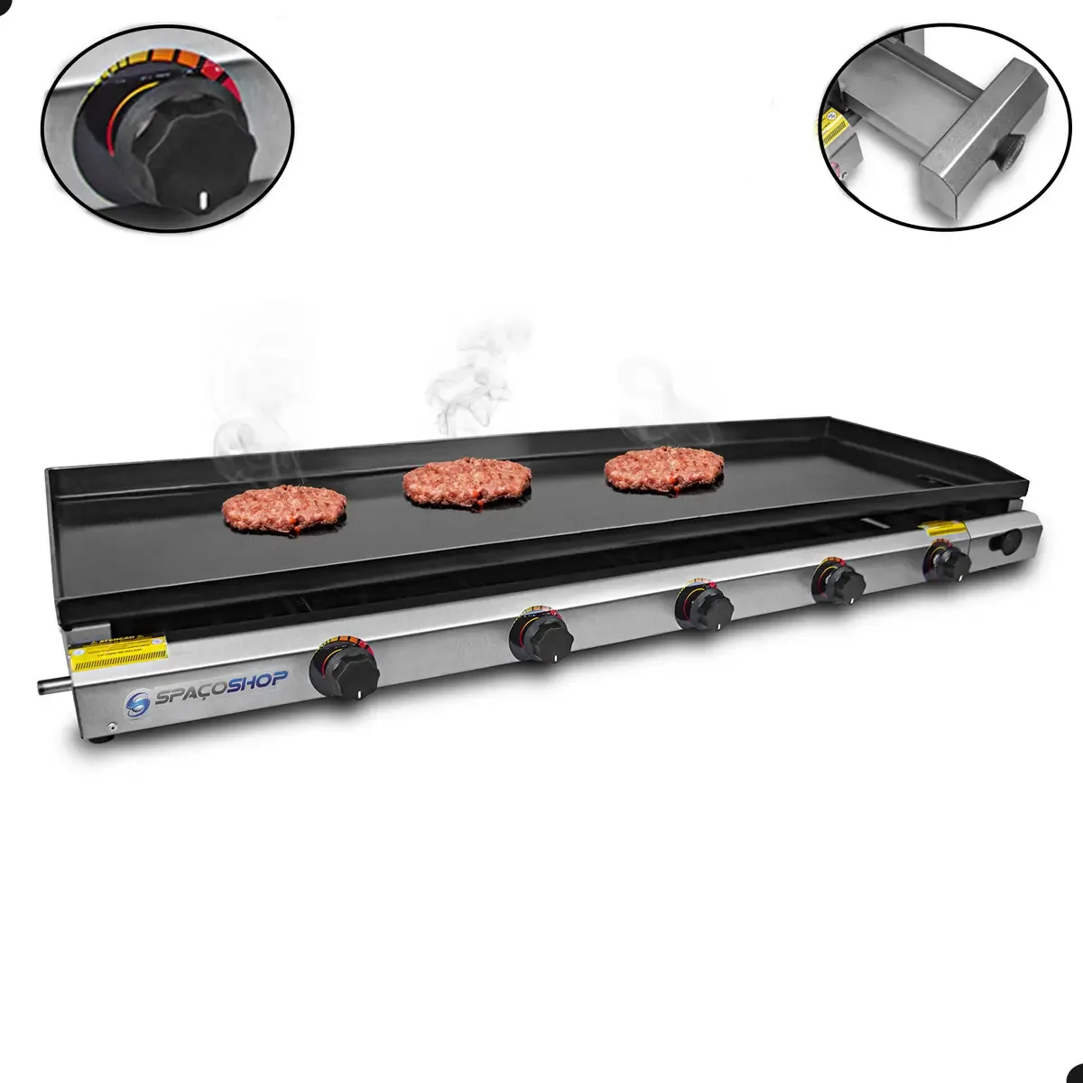 Chapa Lanche 130x45 Cm Profissional Reforçada E-5.0