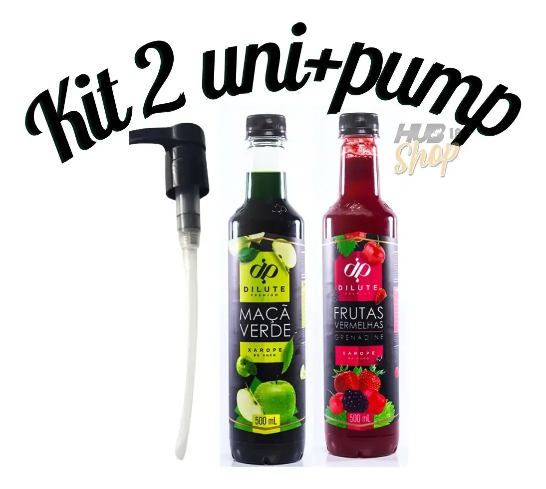 Kit 2 Xaropes Dilute Para Drink Soda Italiana Gin + Pump