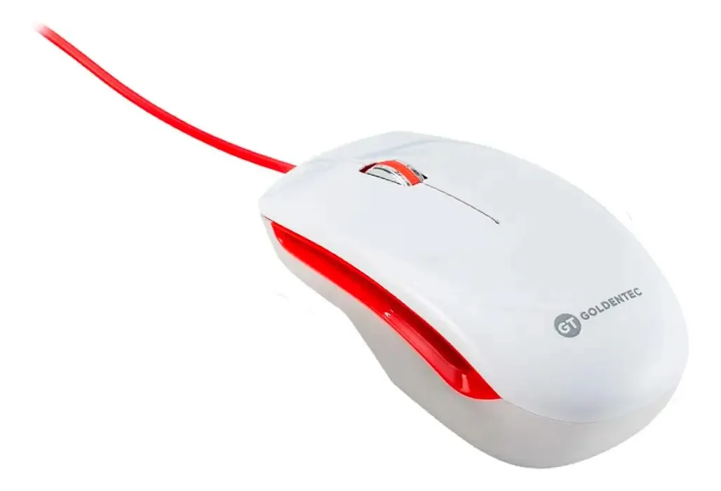 Mouse Com Fio Usb Cor Branco E Vermelho | Goldentec