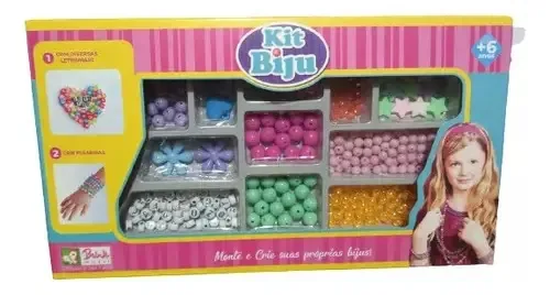 Kit Bijuteria Infantil Brink Model para Fazer Pulseiras e Colares de Miçangas