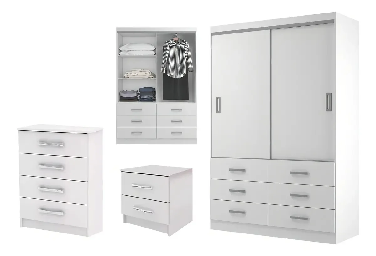 Armário combinado, guarda-roupa, quarto, 2 portas, mesa confortável com luz branca