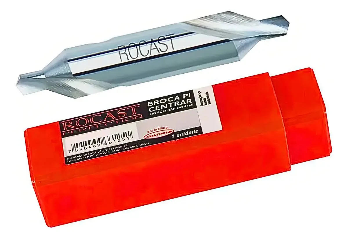 Broca Centro 10mm x 25mm HSS Aço Rápido Rocast Para Usinagem