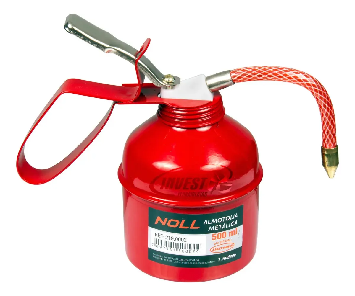 Almotolia De Metal Com Bico Flexível 500ml Noll Para Lubrificação Precisa