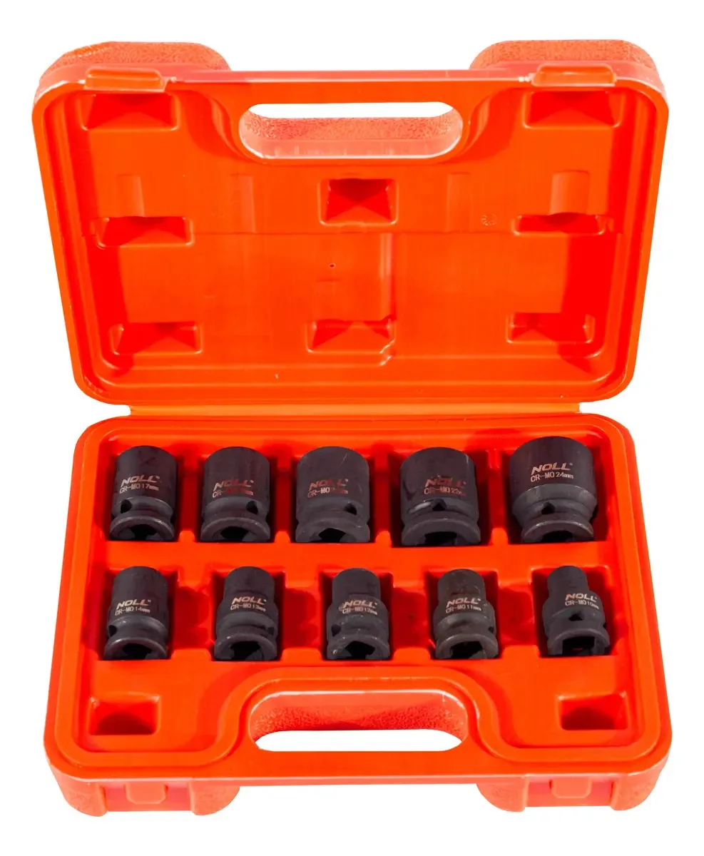 Jogo Soquete Impacto Sextavado 1/2 10 A 24mm Noll Cor Preto