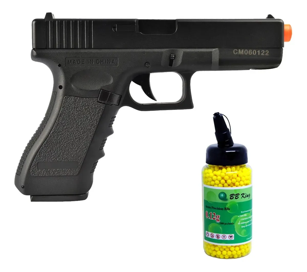 Pistola Airsoft G18c 2000 Munições Bbs 0,12g Bb King Calibre 6 Mm