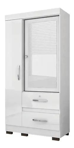 Guarda-roupas 2 Portas E 2 Gavetas Bário Flex Color Colibri Cor Branco