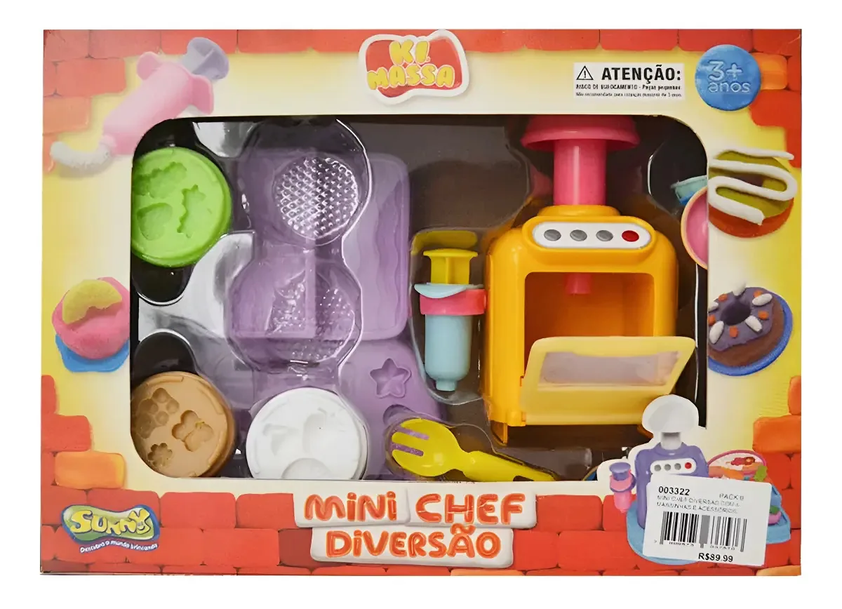 Conjunto Mini Chef Ki Massa 3322 Com 5 Massinhas de 28g