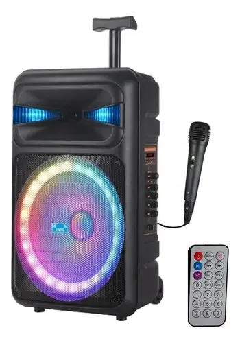 Caixa Som 300w Rodinhas Bluetooth Selada Microfone Karaoke