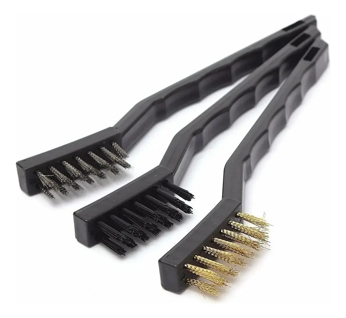 Jogo de 3 Escovas Western Aço Inox Nylon Latão para Limpeza e Manutenção