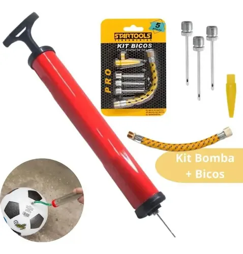 Bomba de Ar Manual Home & More Portátil para Pneus e Bolas