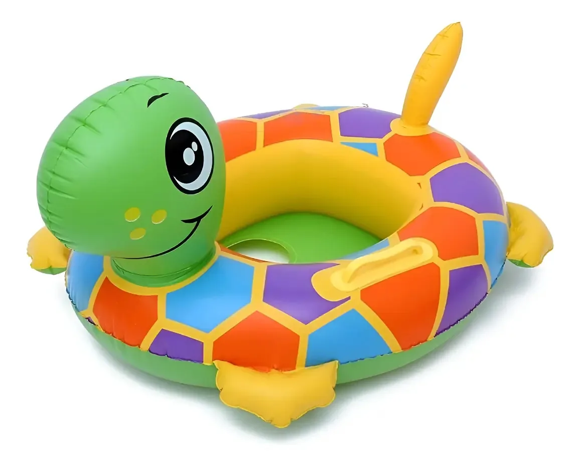 Boia Inflável Infantil Tartaruga Verde Vinil 63cm Com Encaixe Para Pernas
