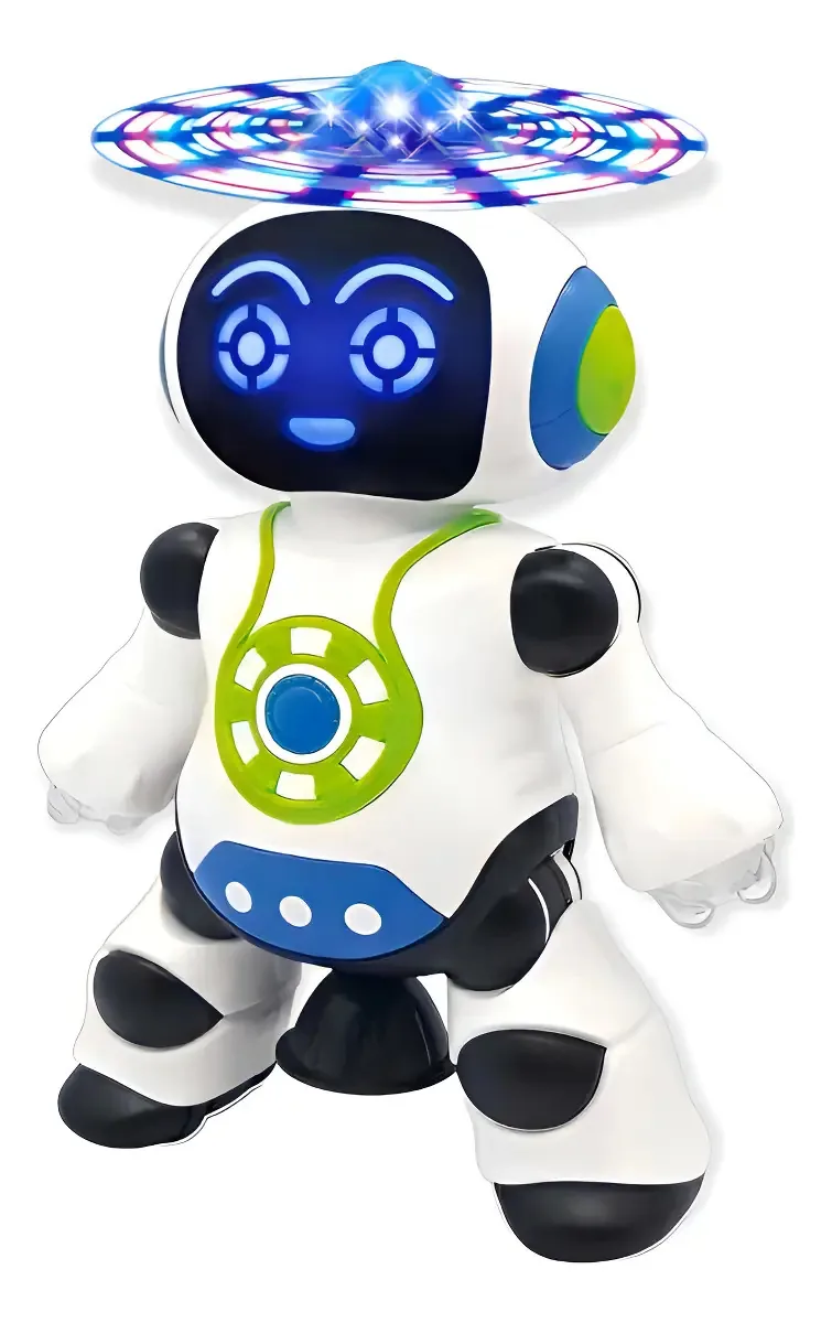 Robô Brinquedo Dança Gira 360 Graus Robot Som & Luz