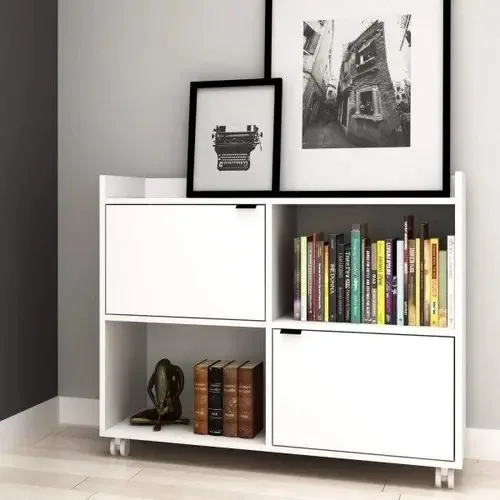 Estante Para Livros 2 Portas 2 Nichos Trama Brv Bi