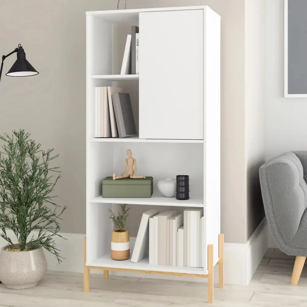 Estante Para Livros 1 Porta 2 Prateleira Branco/pinus Be 71 Cor Branco