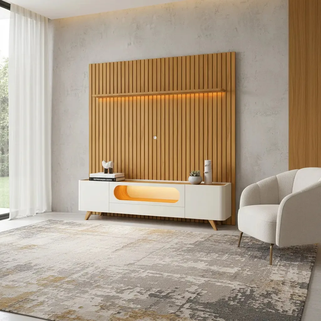 Gelius Móveis Suporte TV Decor Ripa Cor Naturale off white