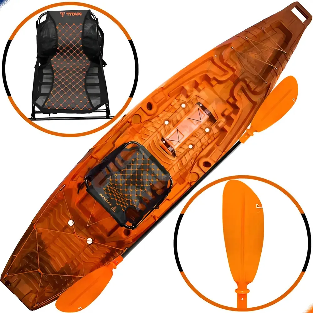 Caiaque de Pesca Titan Caiaques Atlas, Fixo com Cadeira Confort e Remo, para 1 Pessoa – 2.88m