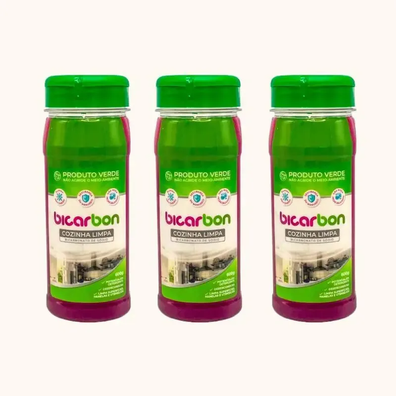 Kit 3x: Bicarbonato De Sódio Cozinha Limpa Bicarbon 600g