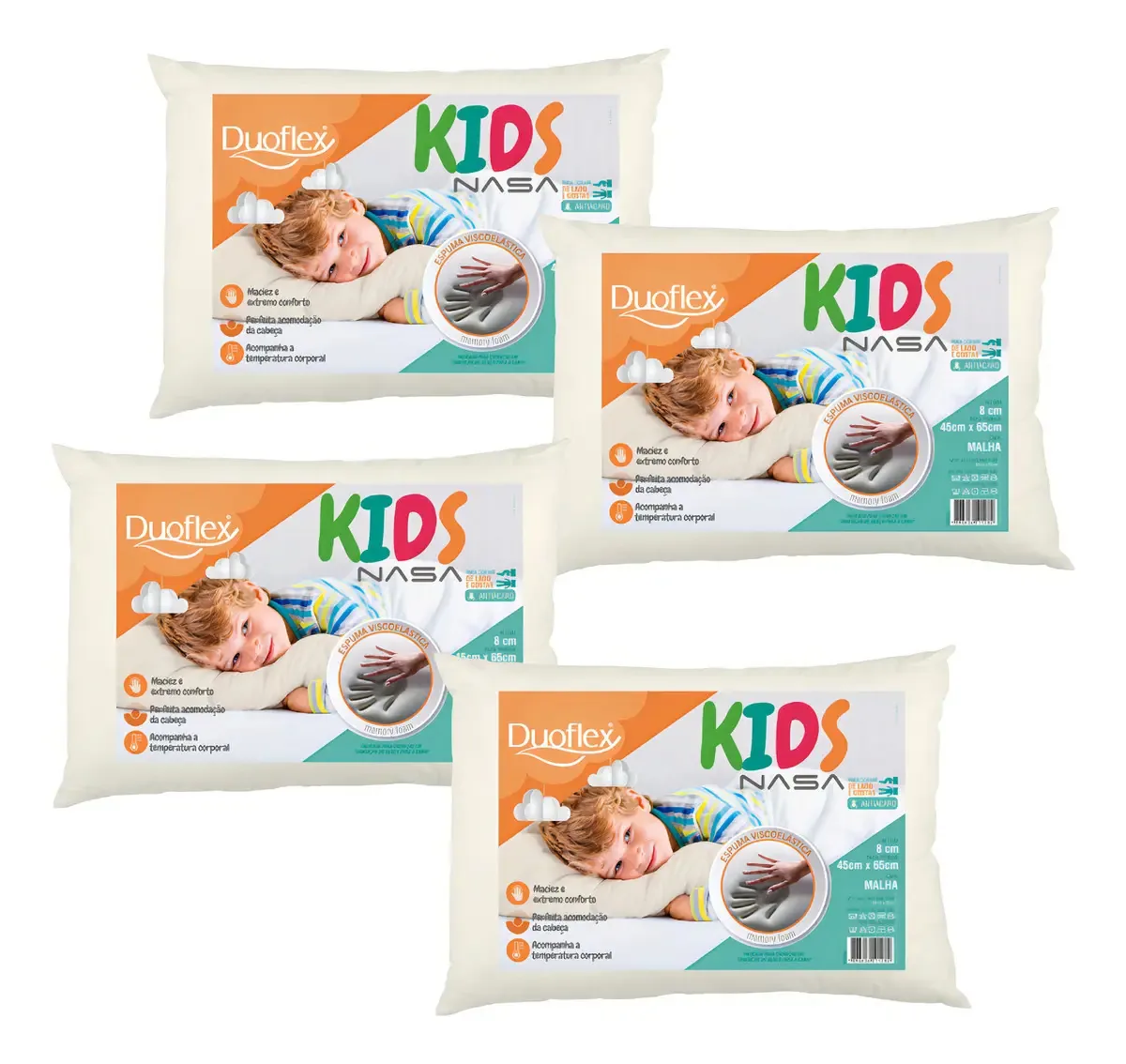 Kit 4 Travesseiros Infantis Kids Nasa Cor Branco
