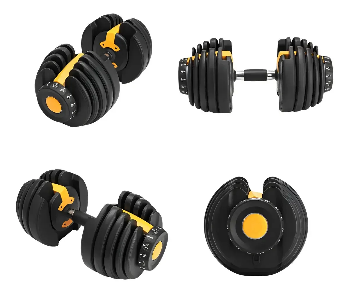 Dumbbell Halter Com Anilhas Regulável 24kg Ahead Sports Amarelo