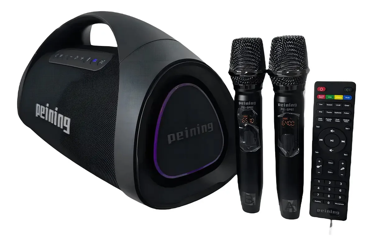 Caixa De Som Boombox Peining 400w 2-mic 5.3 Pei-sp02 Festa Preto