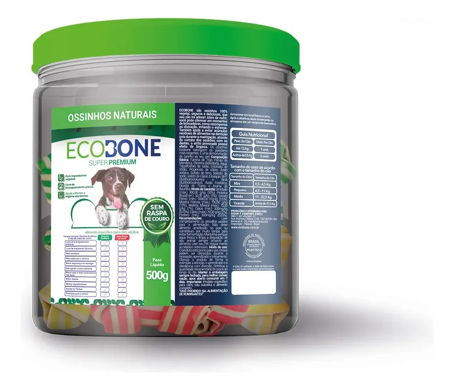 Osso Ecobone Colorido Pequeno 500gr ( Pote)