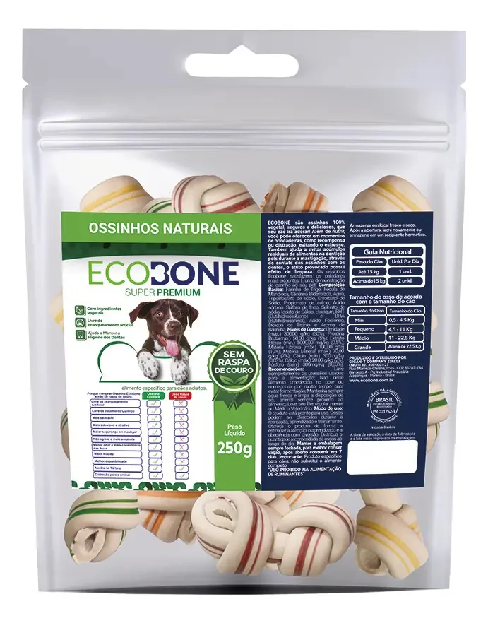 Petisco Ecobone Ossinho Colorido 3/4 250 11031900