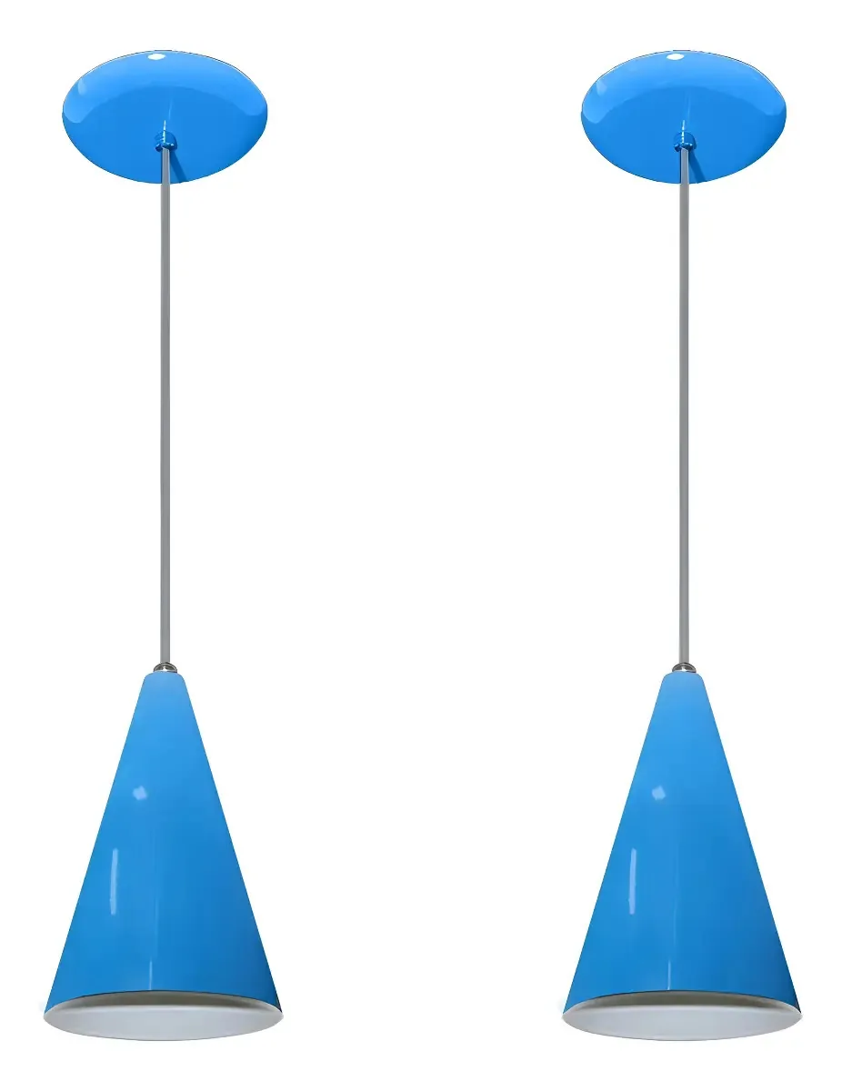Kit Com 02 Luminarias Pendentes - Cores - Sala Quarto Estrutura Azul