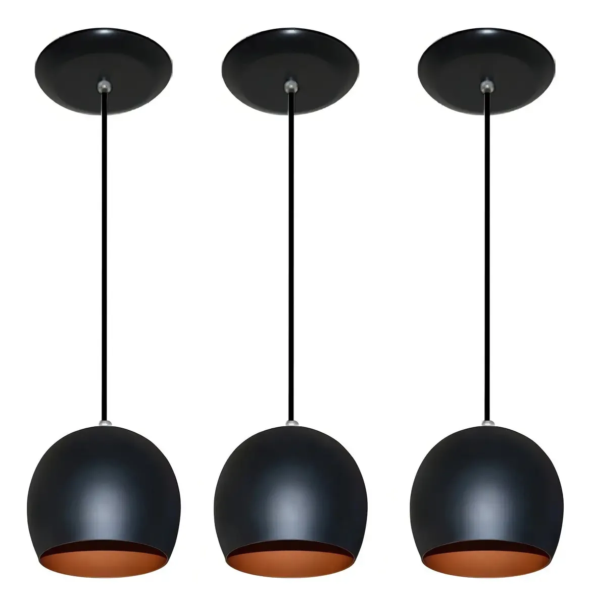 Lustres Amandini Kit 03 Luminárias Pendentes - 3 Laranja