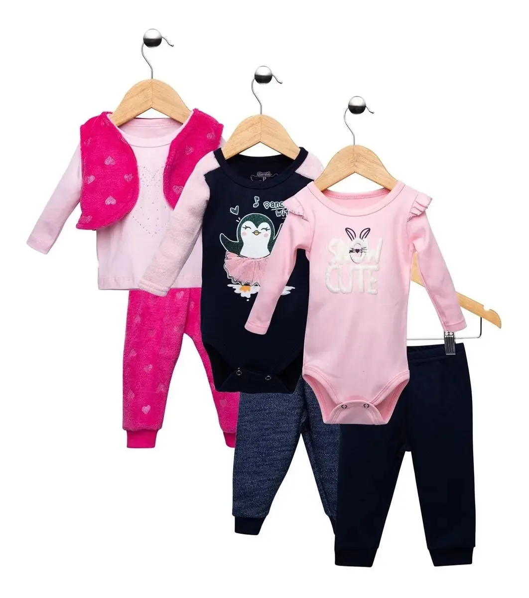 Kit 03 Conjuntos Bebê Menina Brilho Tileesul Kitbb8 Cor Kit8a Tamanho M