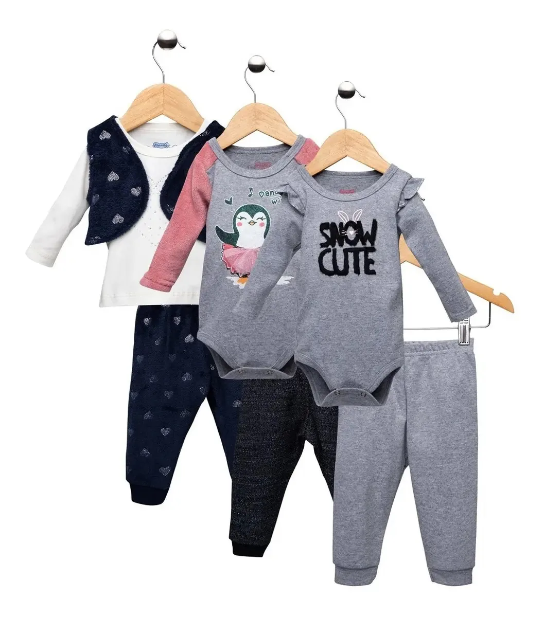 Kit 03 Conjuntos Bebê Menina Brilho Tileesul Kitbb8 Cor Kit8b Tamanho P