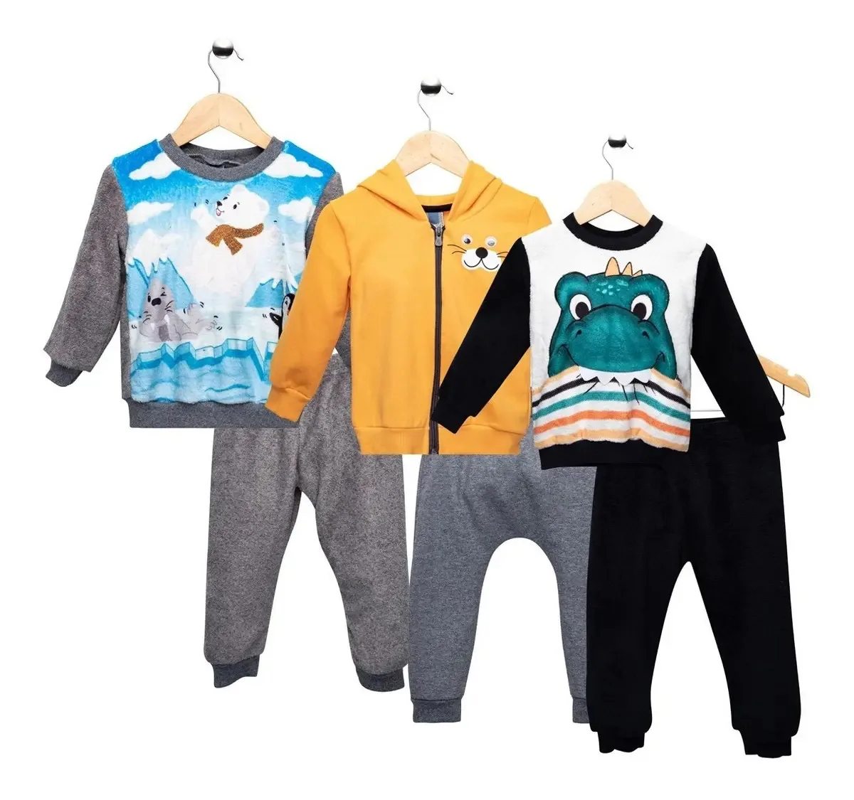 Kit 03 Conjuntos 1° Passos Menino Estampado Tileesul Kitpp2 Cor Kit2a Tamanho 3