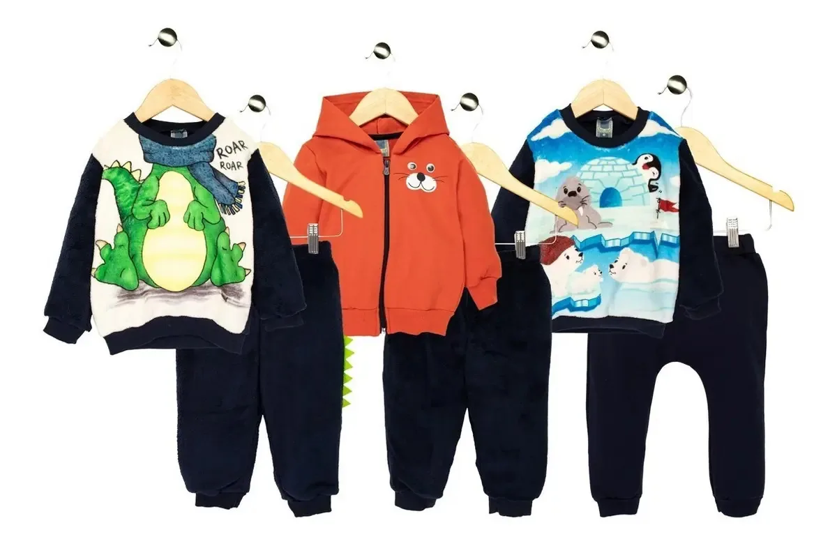 Kit 03 Conjuntos 1° Passos Menino Estampado Tileesul Kitpp2 Cor Kit2b Tamanho 3