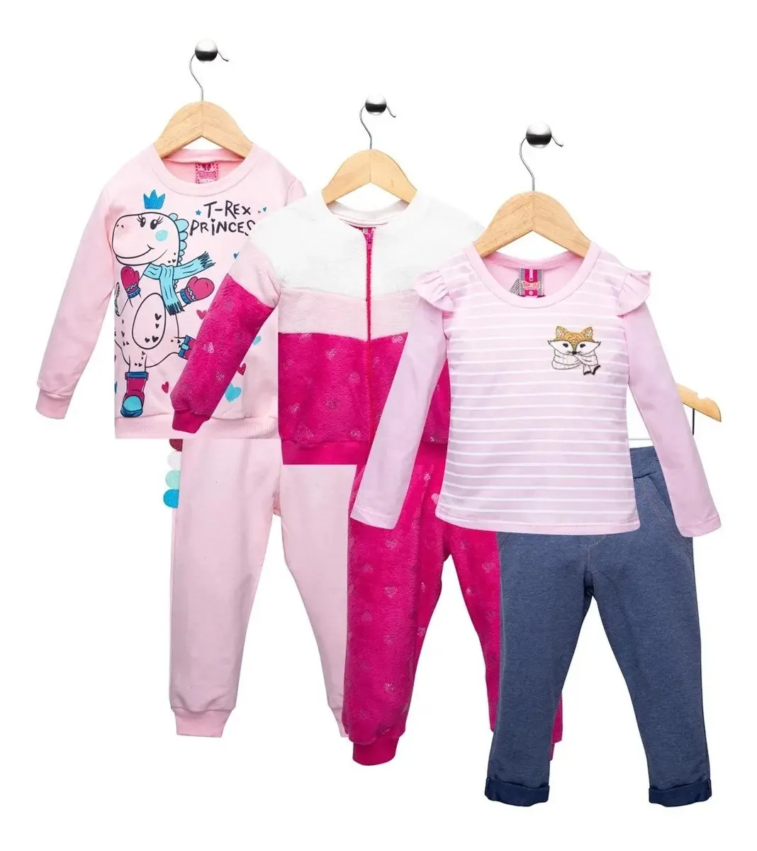 Kit 03 Conjuntos Baby Menina Detalhe Brilho Tileesul Kitpp3. Cor Kit3a Tamanho 3