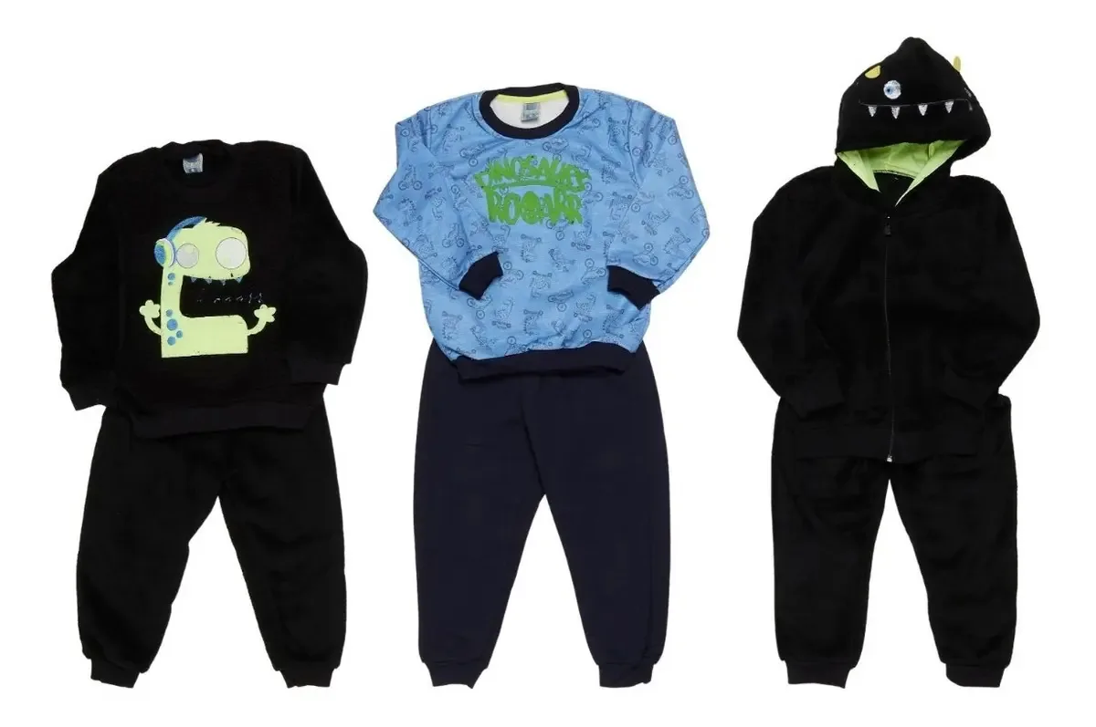 Kit 03 Conjuntos Baby Menino Blusa E Calça Tileesul Cor Kit3b Tamanho 3
