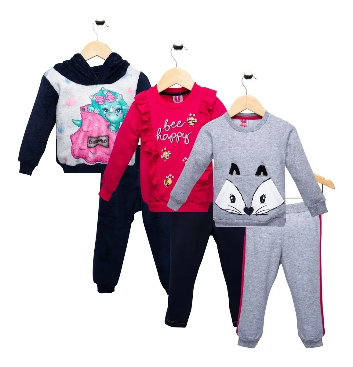 Kit 03 Conjuntos 1° Passos Menina Estampado Tileesul Kitpp4 Cor Kit4b Tamanho 3