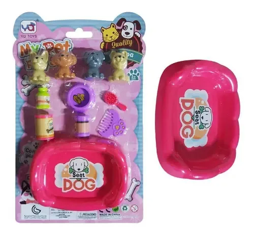 5 Kits Cachorrinho Brinquedo Infantil Com Acessórios Rosa