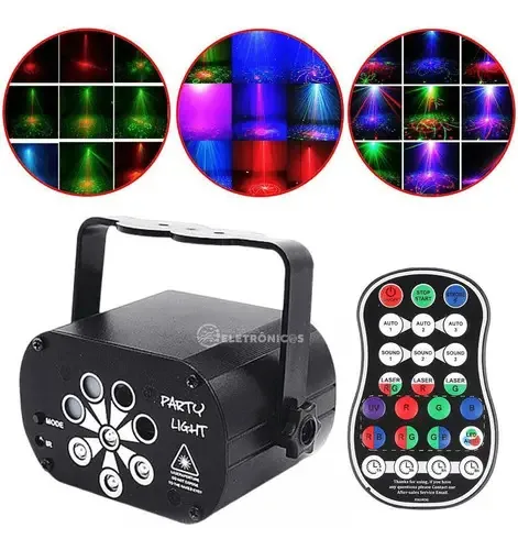 Mini Projetor Laser Sensor De Som Com 60 Modos, Rgb Led Uv